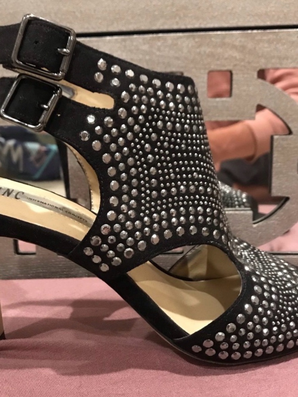 INC International Concepts Black Studded Ankle Booties